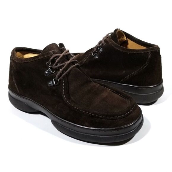 J CREW English Dark Brown Suede Leather Moc Toe Low Top Lace Up Boots Mens 10.5 main image 5